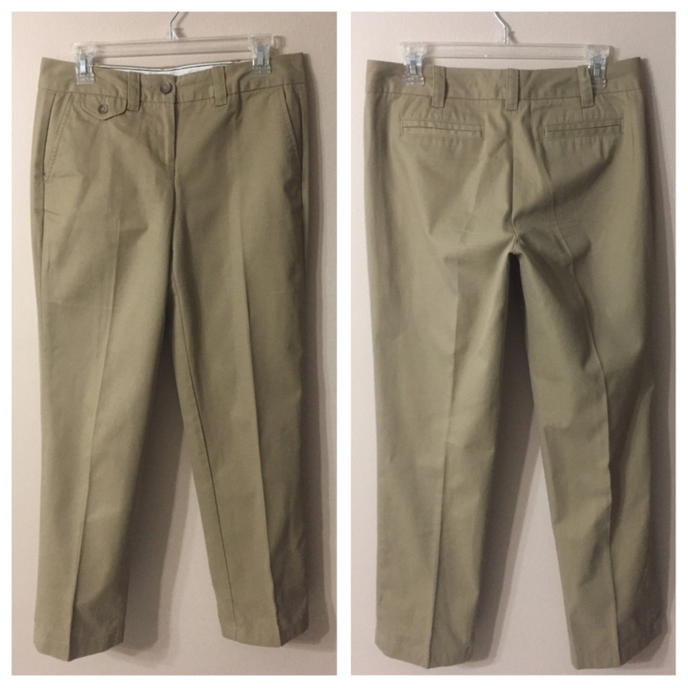 LANDS' END Flat Front Cropped Khakis